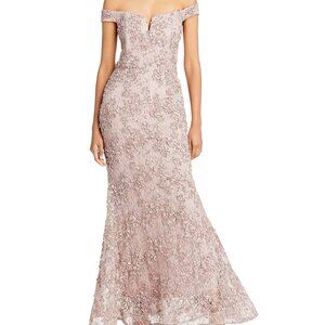 AQUA Off The Shoulder Floral Soutache Lace Dress  size